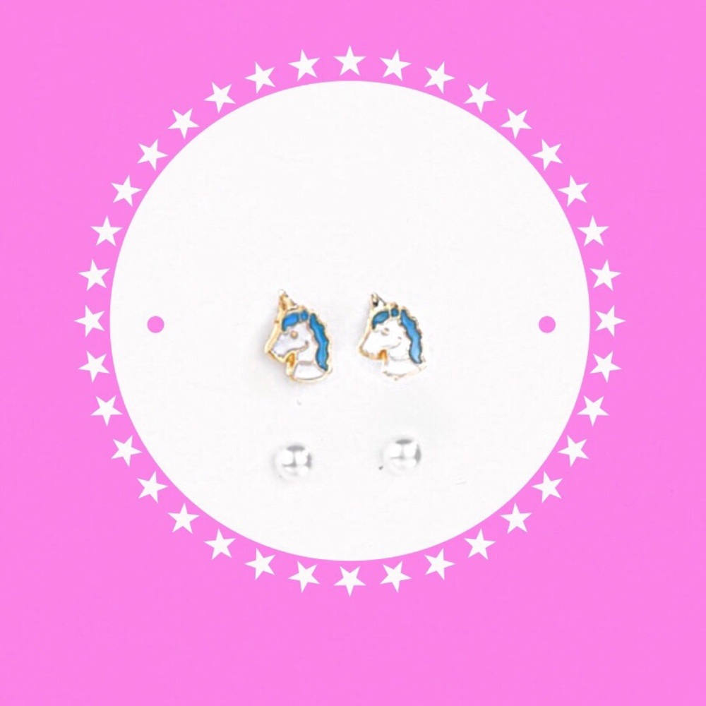 NWT 🔥 2 Pair Unicorn 🦄 & Pearl Earrings